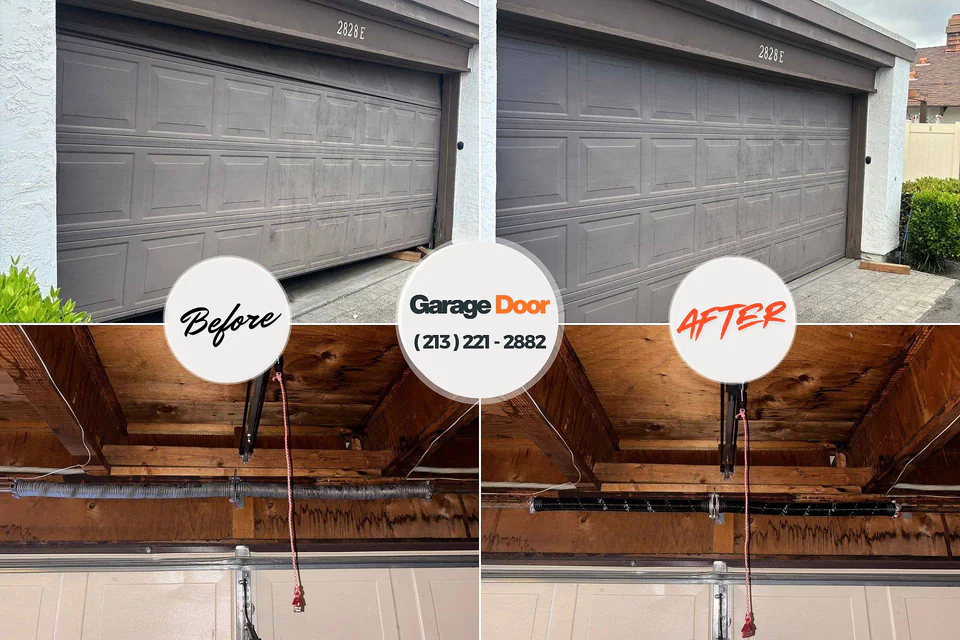 Before and after: garage door repair Glastonbury Center, CT
